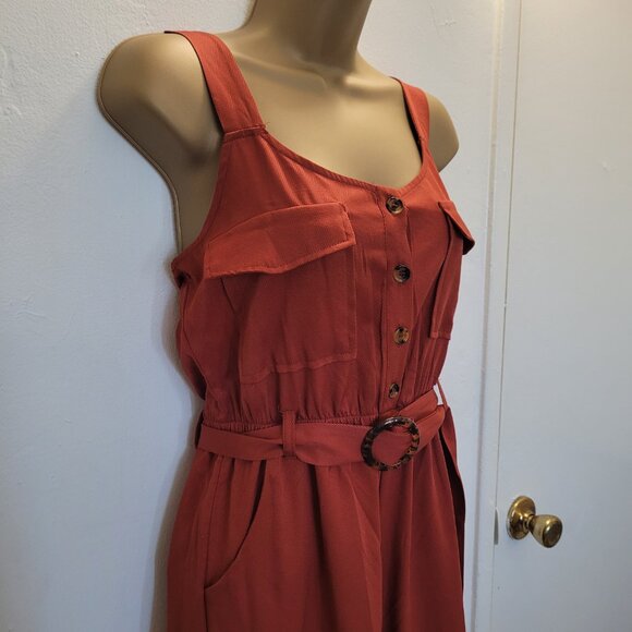 Rust Color | Sleeveless Jumper Romper Jumpsuit | Size Small - Picture 6 of 7